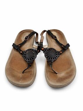 UGG Ayden II Thong Sandals Black Leather Comfort Casual Women’s Size 10